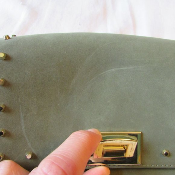 *2 for $25* Military Green Studded Leather Crossbody Bag - Picture 2 of 8